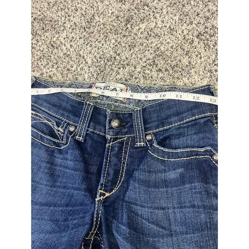 Ariat Mid-Rise Embroidered Bootcut Dark Denim Jeans, Women's 26S Western Cowgirl - Picture 6 of 11